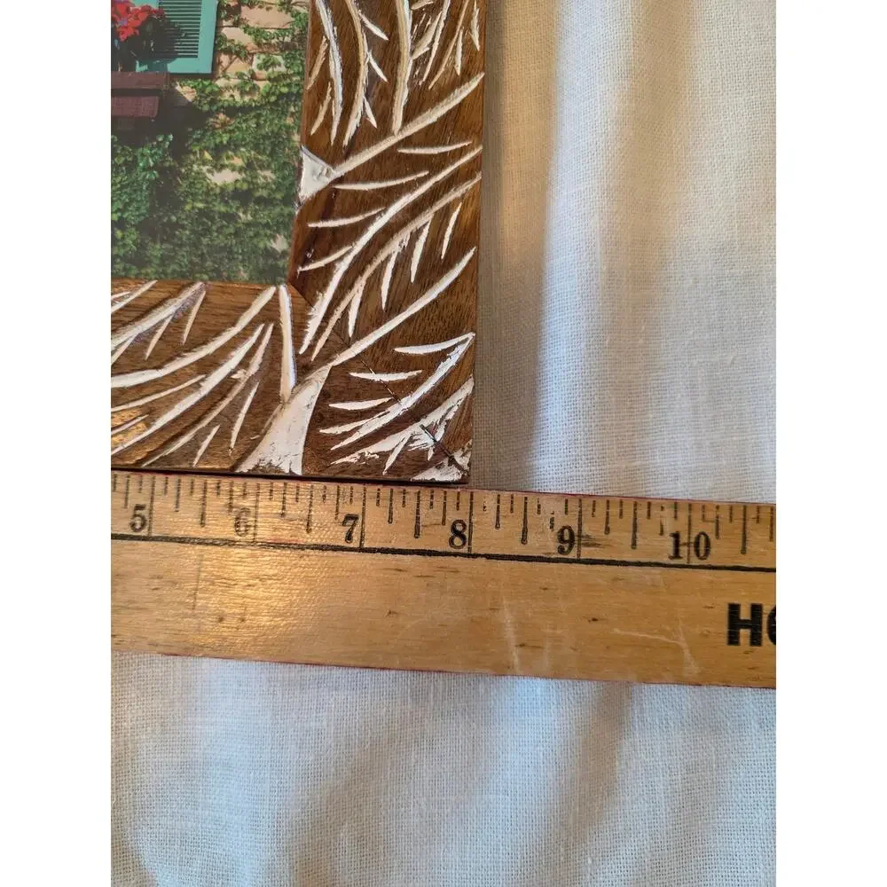 Opalhouse Wooden Carved Leaf Photo Frame Boho Earthy Decor Desk Easel NWOT